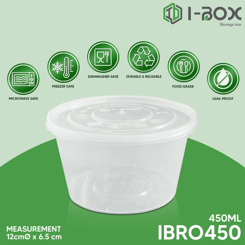 IBOX ROUND SERIES RO450/ 450ML CLEAR CONTAINER